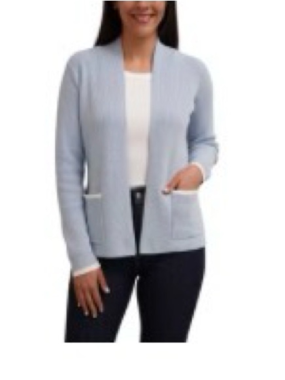 Cyrus Baby Blue Open-Front Cardigan with Pockets- Soze Medium